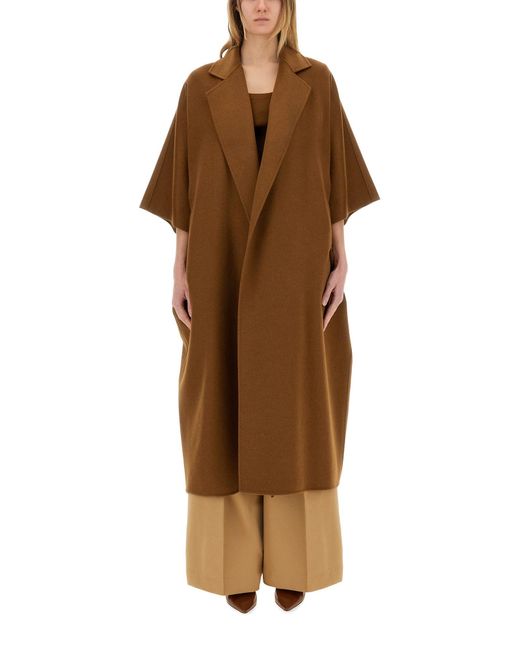 Max Mara Brown Drap Cape Coat