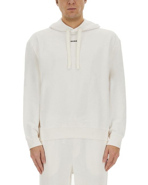 Felpa Con Cappuccio di HUGO in White da Uomo