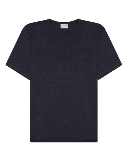 Closed Blue Solid Crew Neck T-Shirt for men
