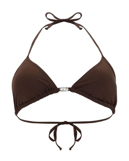 DIESEL Brown Solid Bikini Top Swimwear