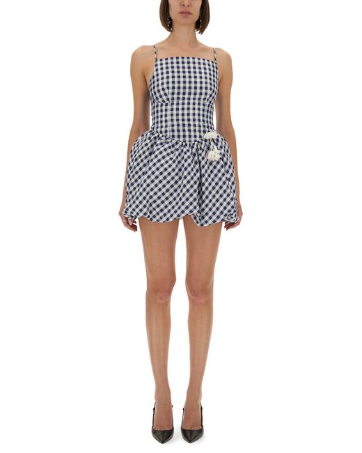 Self-Portrait Blue Checkered Taffeta Mini Dress