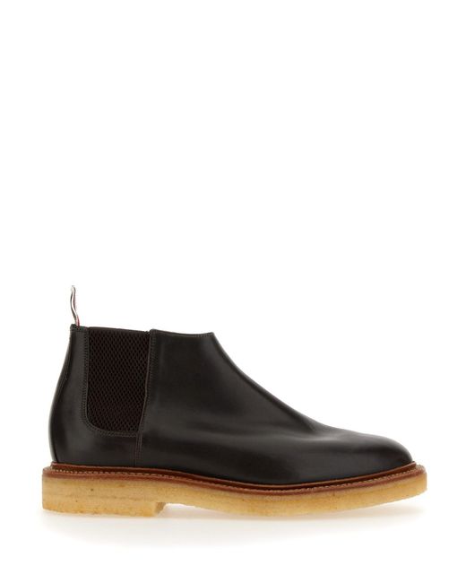 Thom Browne Black Calf Skin Crepe Sole Mid Top Chelsea Boot for men