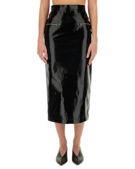 Patent Leather Midi Skirt-Donna di MSGM in Black
