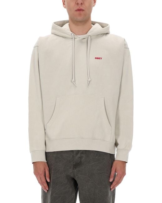 Obey White Sweatshirt With Logo And Print for men