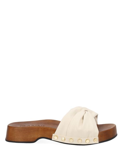 Ganni White Studded Sandals