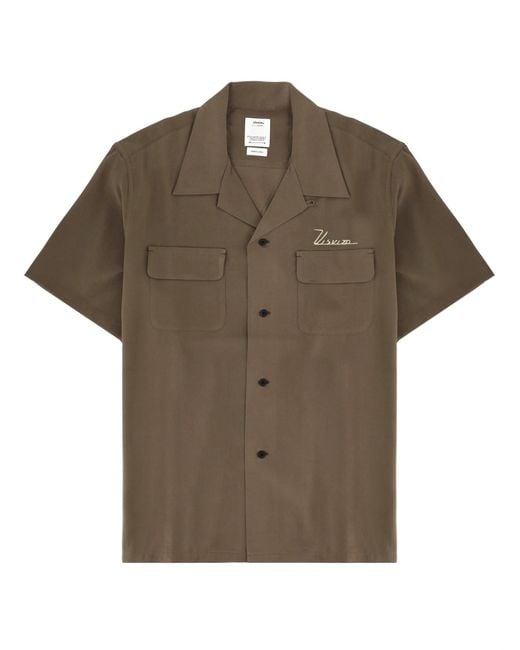 Visvim Brown Camicia A Manica Corta Con Logo for men