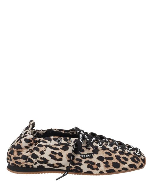Ganni Black Lace Up Ballet Flats