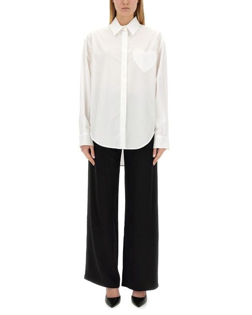 Moschino White Heart Patch Oversized Shirt