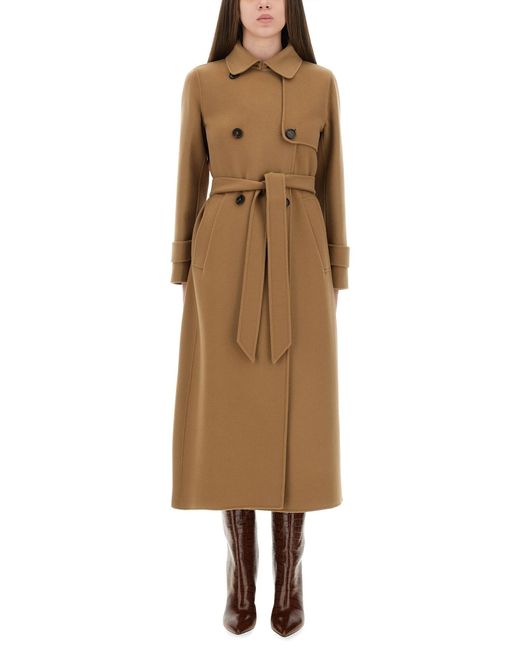 Max Mara Natural Double-Breasted Coat "Sem"