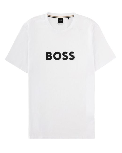Boss White T-Shirt Con Stampa Logo for men