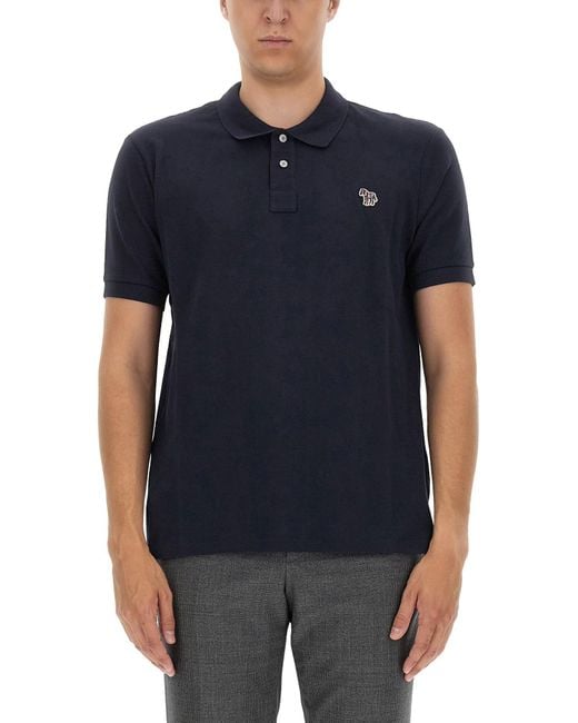Paul Smith Blue Polo With Logo Patch for men