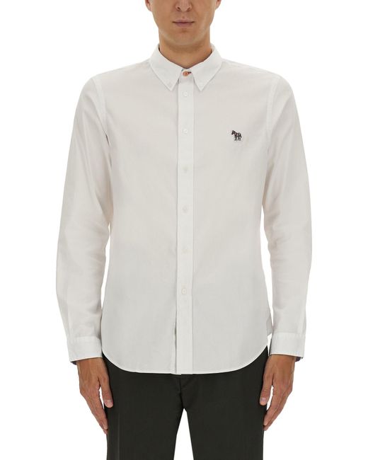 Paul Smith White Tailored Fit Shirt With Classic Button-Down Collar for men
