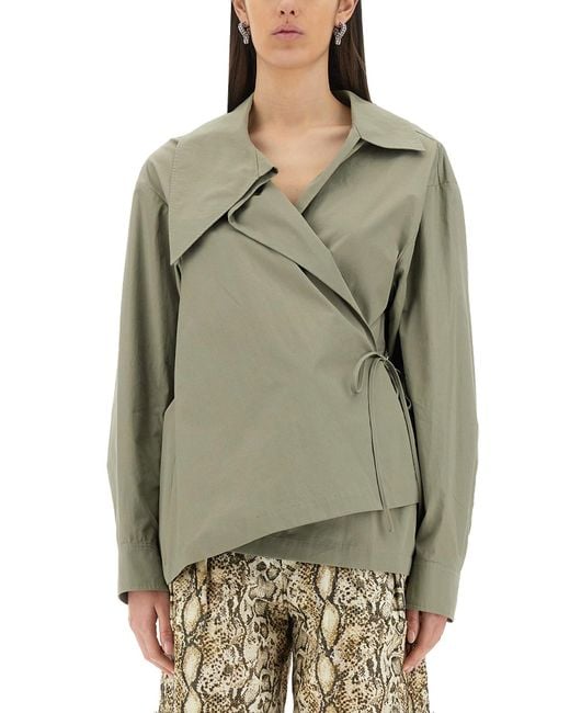 Dries Van Noten Green Asymmetrical Shirt