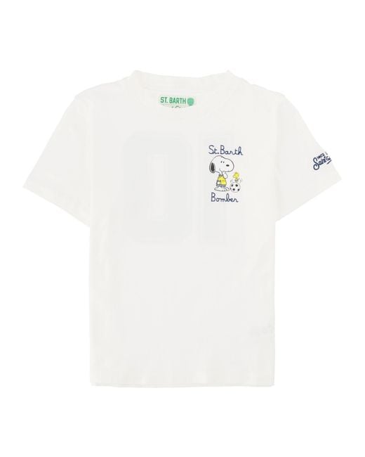 Mc2 Saint Barth White T-Shirt Con Stampa Sul Retro