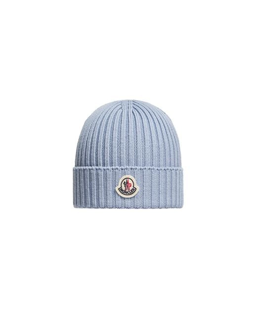 Moncler Blue Beanie With Logo