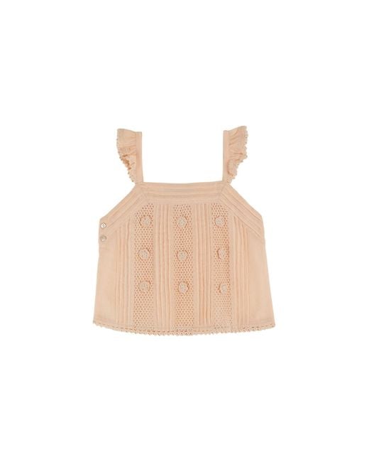 Emile Et Ida White Top Con Dettagli Crochet