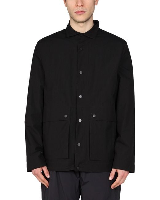 Monobi Black Cotton And Nylon Jacket for men