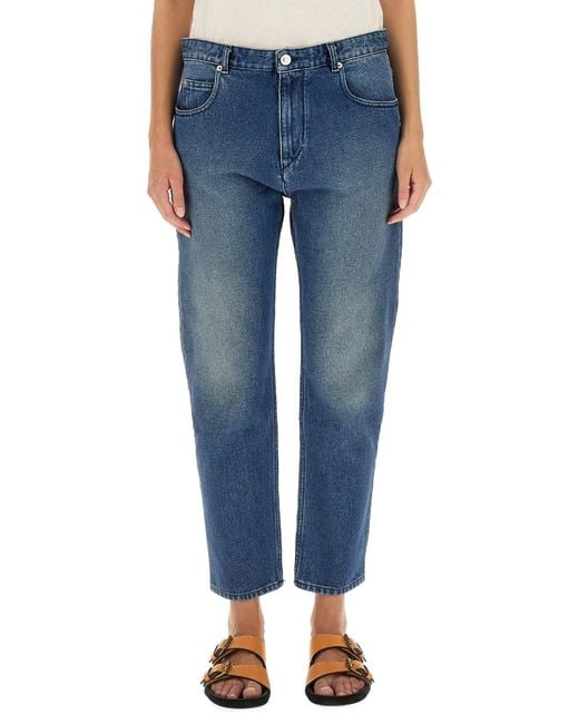 Isabel Marant Blue Straight Mid Rise Jeans