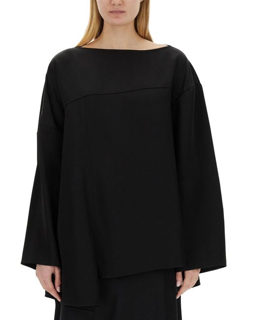 Jil Sander Black Asymmetrical Top With Unique Silhouette