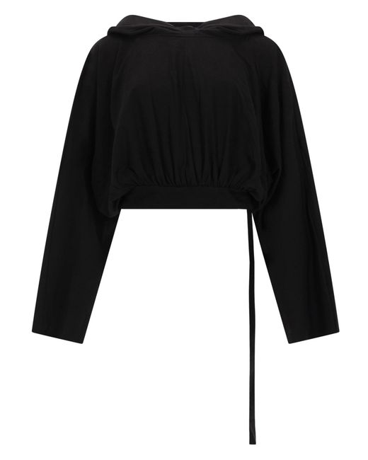 Rick Owens Black Cropped Hooded Tshirt