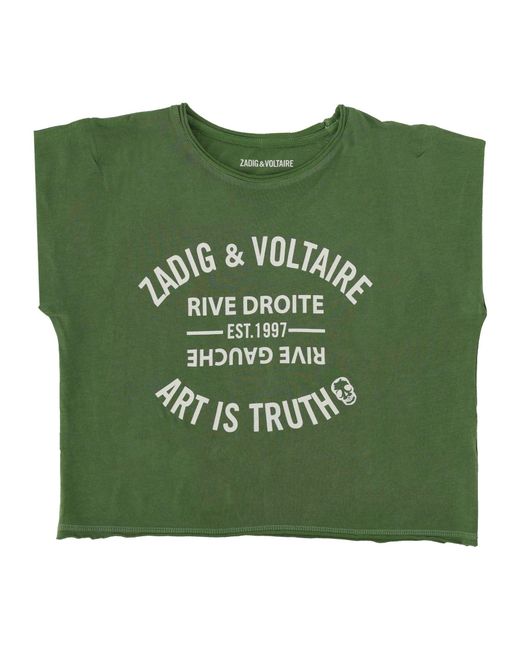 Zadig & Voltaire Green T-Shirt Senza Maniche Con Stampa Logo