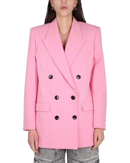 GIACCA DOPPIOPETTO NEVIM IN VISCOSA E COTONE di Isabel Marant in Pink