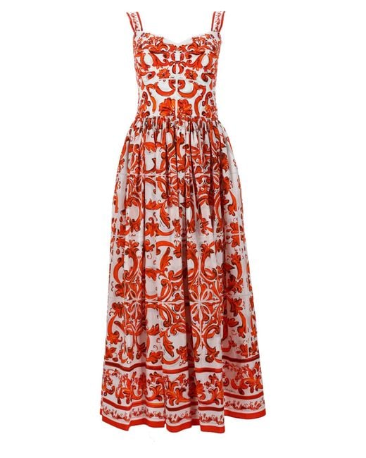 Dolce & Gabbana Red Abito Lungo