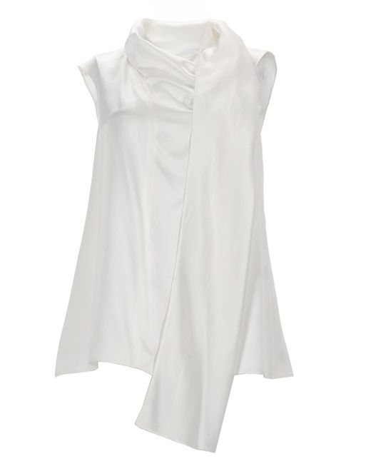 Max Mara White Silk Satin Top