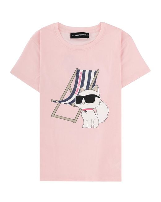 Karl Lagerfeld Pink T-Shirt Con Stampa