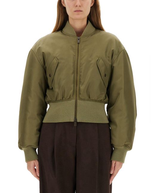 Saint Laurent Green Cropped Bomber Jacket