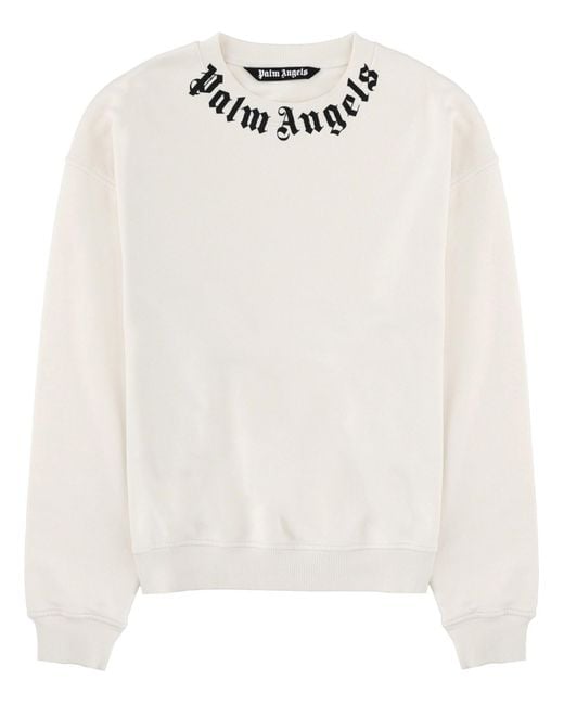Palm Angels White Felpa Con Logo for men