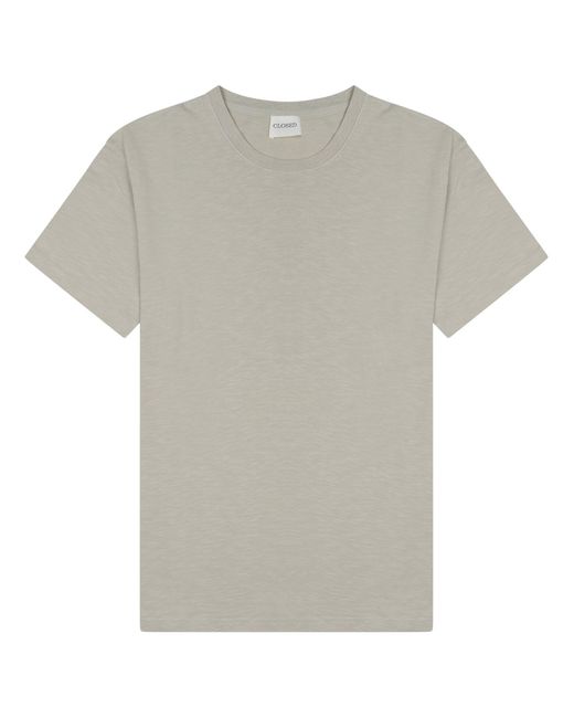 Closed Gray Solid Crew Neck T-Shirt for men
