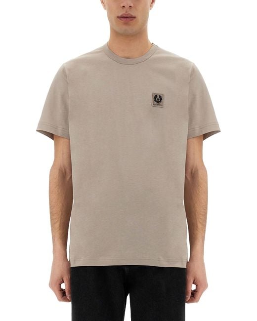 Belstaff Gray T-Shirt With Logo Patch for men