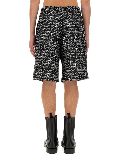Bermuda Con Stampa All Over di Burberry in Black da Uomo