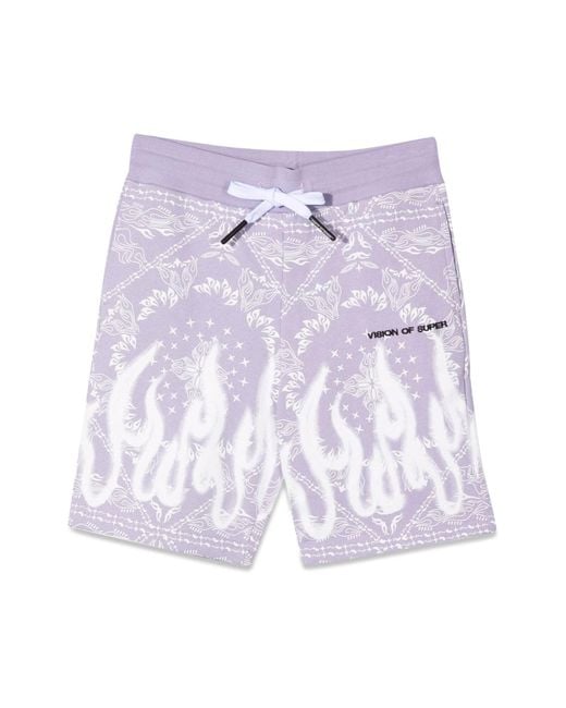 Vision Of Super Purple Lilac Shorts Kids With Bandana Print