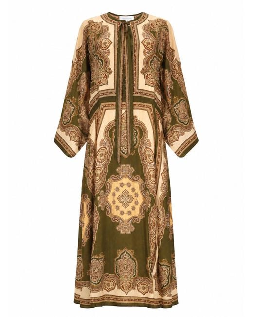 Zimmermann Natural Abito Midi A Tunica "Mahon"