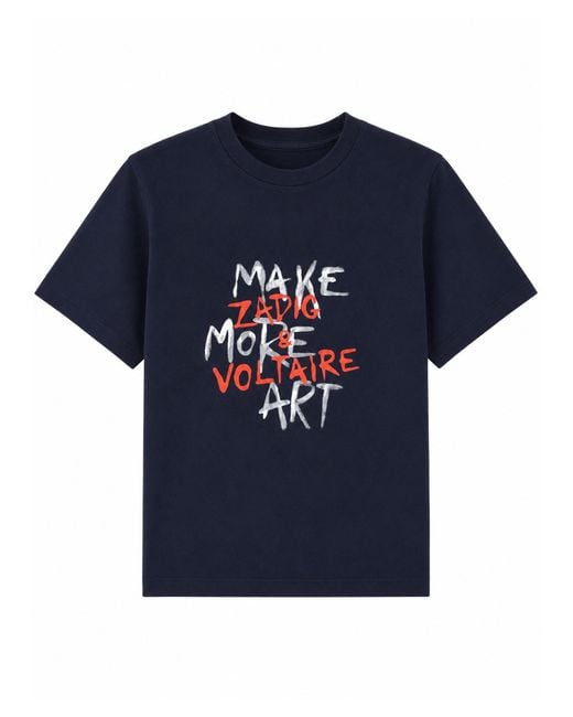 Zadig & Voltaire Blue T-Shirt Con Stampa