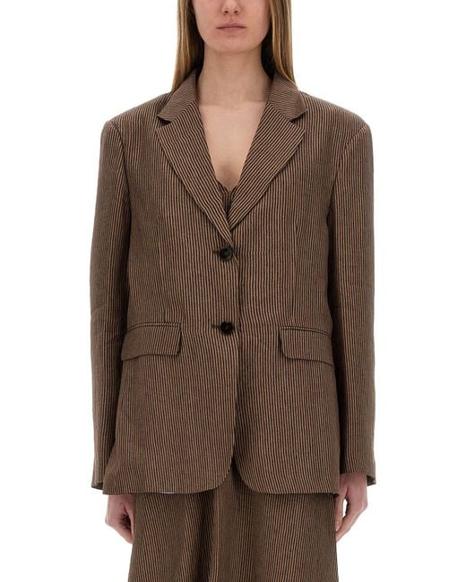 Alysi Brown "Micro Stripes" Blazer