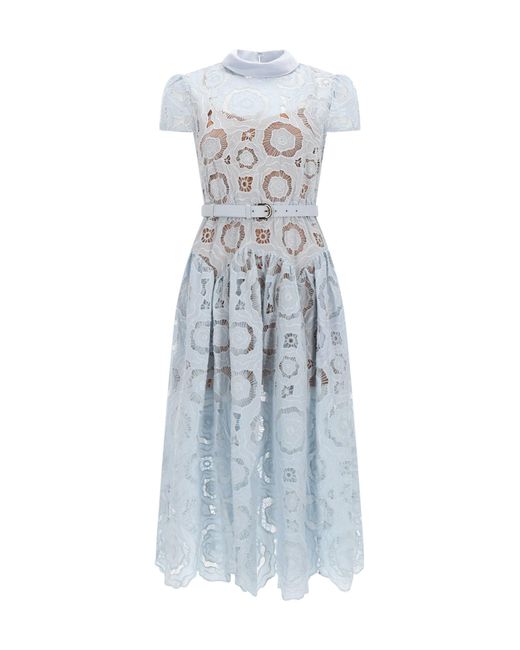Self-Portrait Blue Light Midi Dress