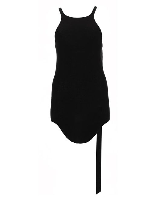 Rick Owens Black Solid Scoop Neck Top