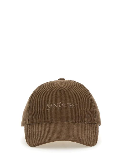 Saint Laurent Brown Cappello Da Baseball