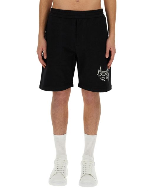 McQueen Black Regular Fit Bermuda Shorts for men