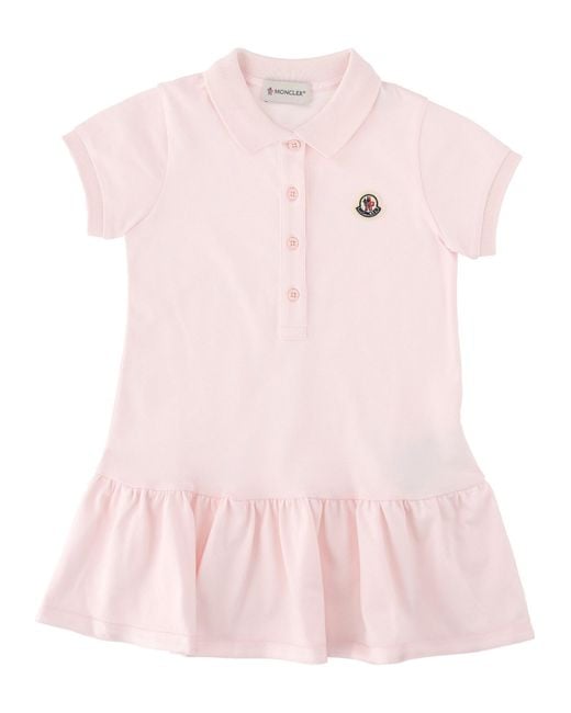 Moncler Pink Vestito Con Gonna A Balze