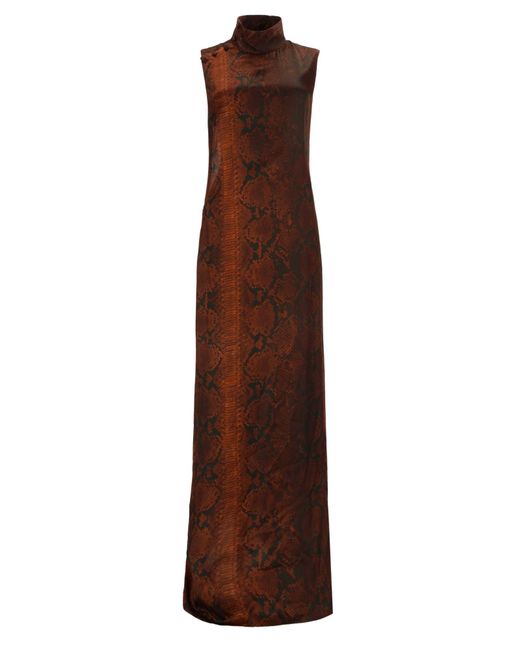 Jean Paul Gaultier Brown Printed Turtle Neck Maxi Dress