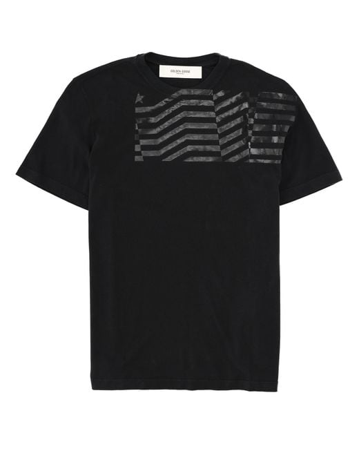 Golden Goose Deluxe Brand Black T-Shirt With "Flag" Print