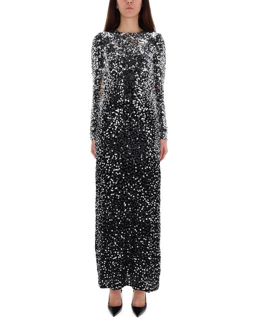 Rabanne Black Long Dress With Sequins