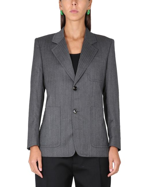 Bottega Veneta Gray Chevron Pattern Jacket