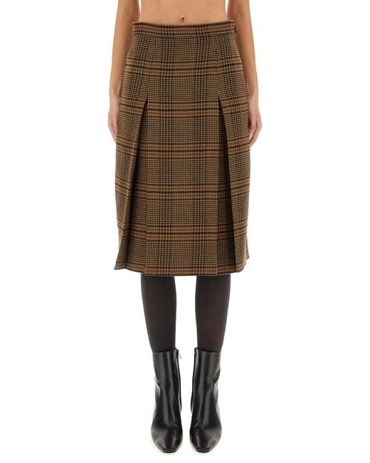 Saint Laurent Green Wool And Cashmere Midi Skirt