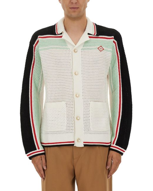 Casablanca Gray Cotton Knit Tennis Shirt for men
