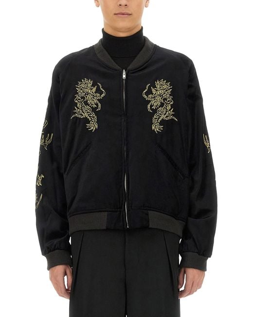Sasquatchfabrix Black Souvenir Jacket "Eastend Dragon" for men